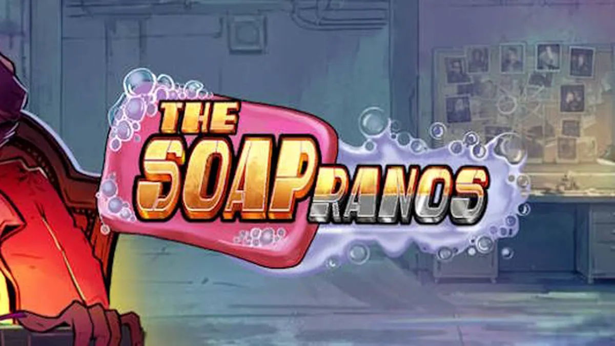 Tampilan visual slot Soapranos dengan nuansa neon dan aksi intens