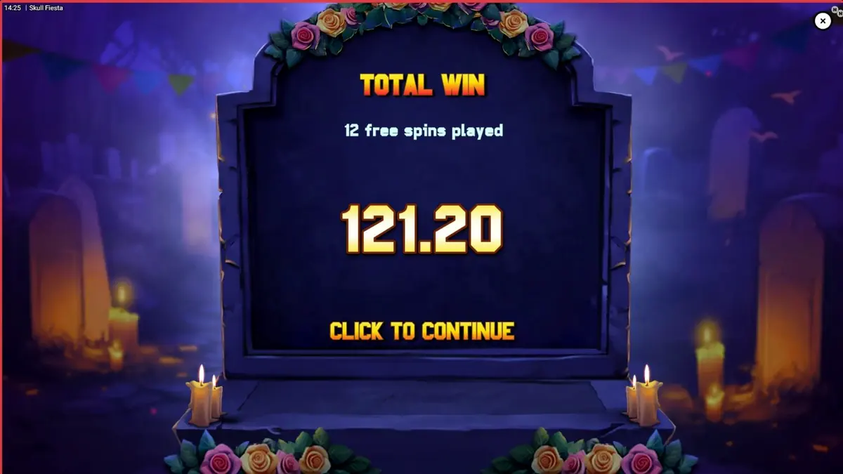 Tampilan visual slot Skull Fiesta dengan tema Day of the Dead yang meriah